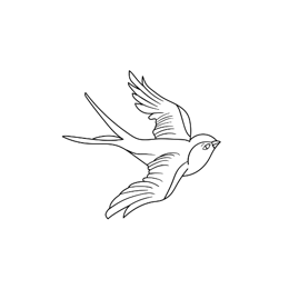 Stencil anfertigen: Es ist ein fliegender Vogel in Schwarz weiß abgebildet dass von rechts nach links fliegt.
